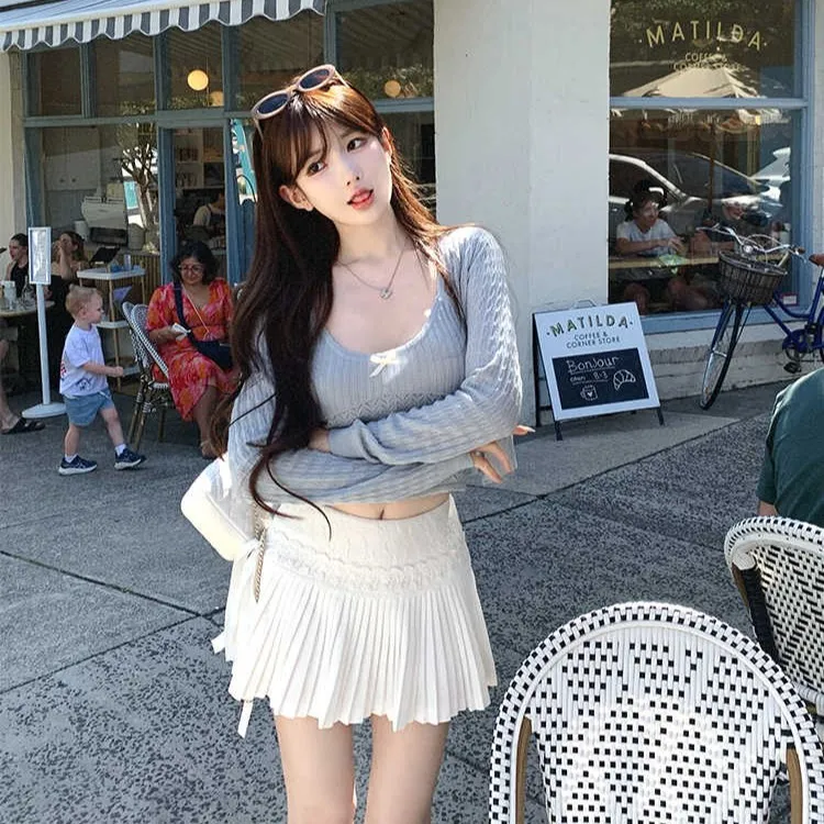 POPO.INFO Casual Short Skirts Women's White-4