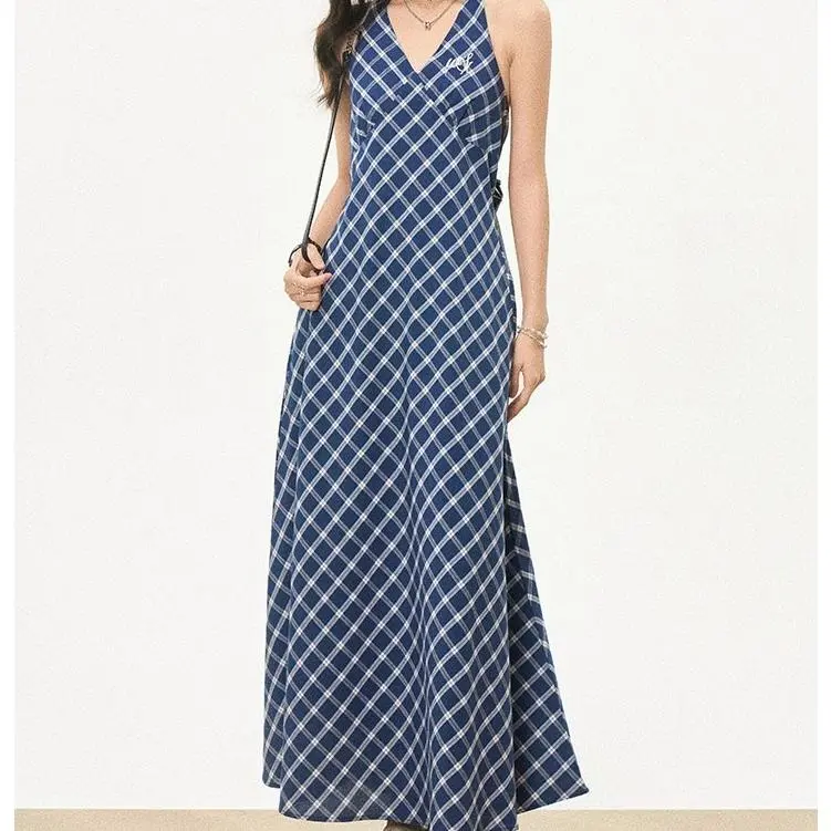 POPO.INFO Sleeveless Dress Women's Blue-3
