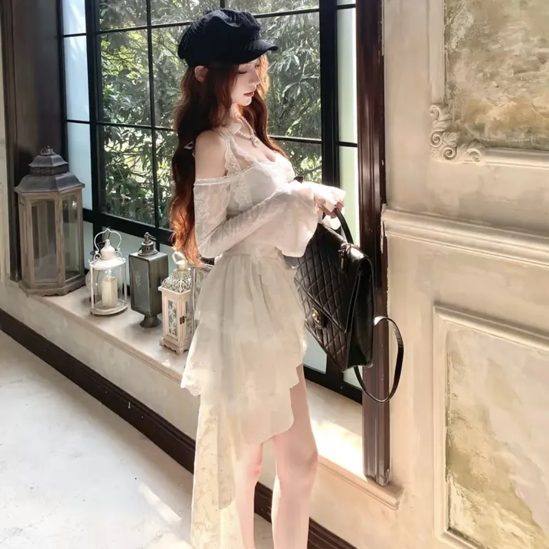 POPO.INFO Slip Dresses Women's White-4