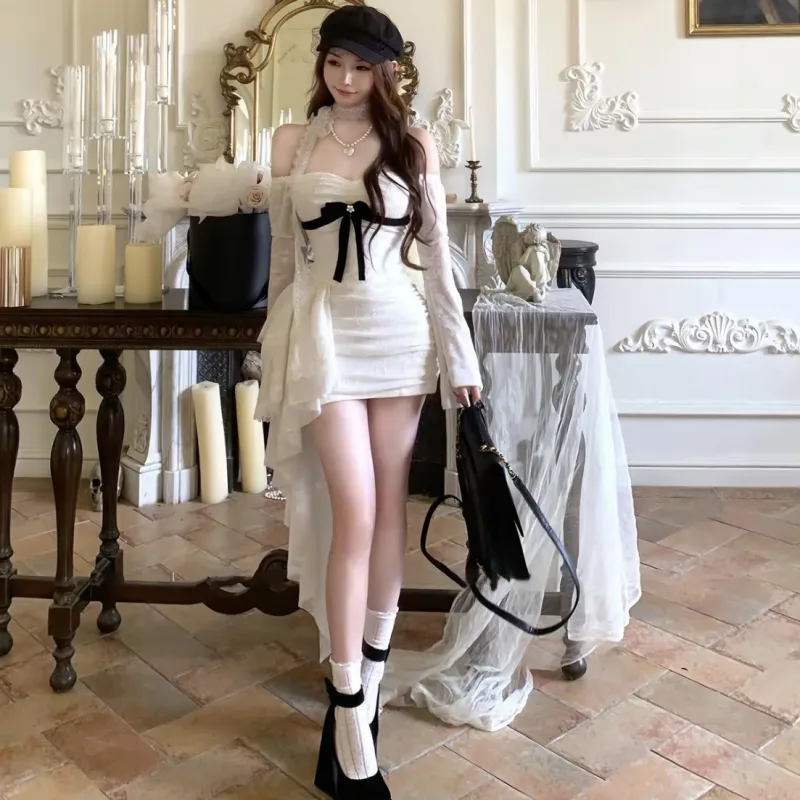 POPO.INFO Slip Dresses Women's White-3