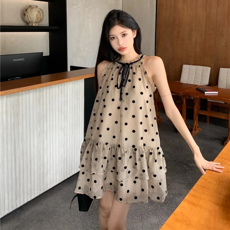 POPO.INFO Sleeveless Dress Women's Brown-5