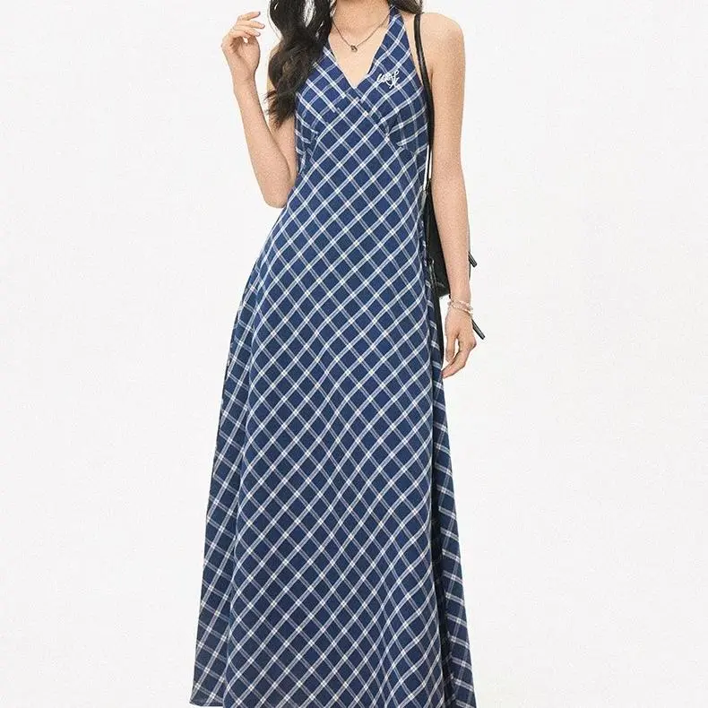 POPO.INFO Sleeveless Dress Women's Blue-4