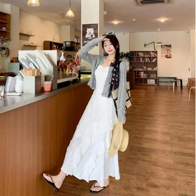 POPO.INFO Casual Long Skirt Women's White-5