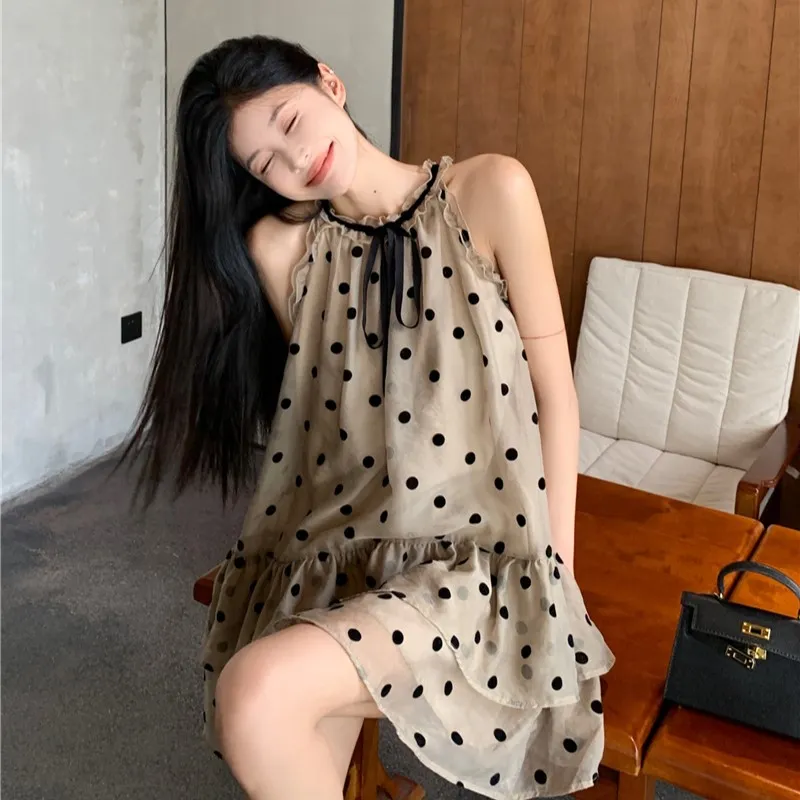 POPO.INFO Sleeveless Dress Women's Brown-4