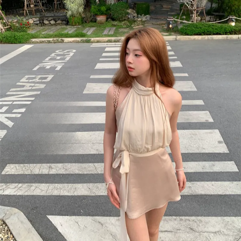 POPO.INFO Sleeveless Dress Women's Lotus Color-4