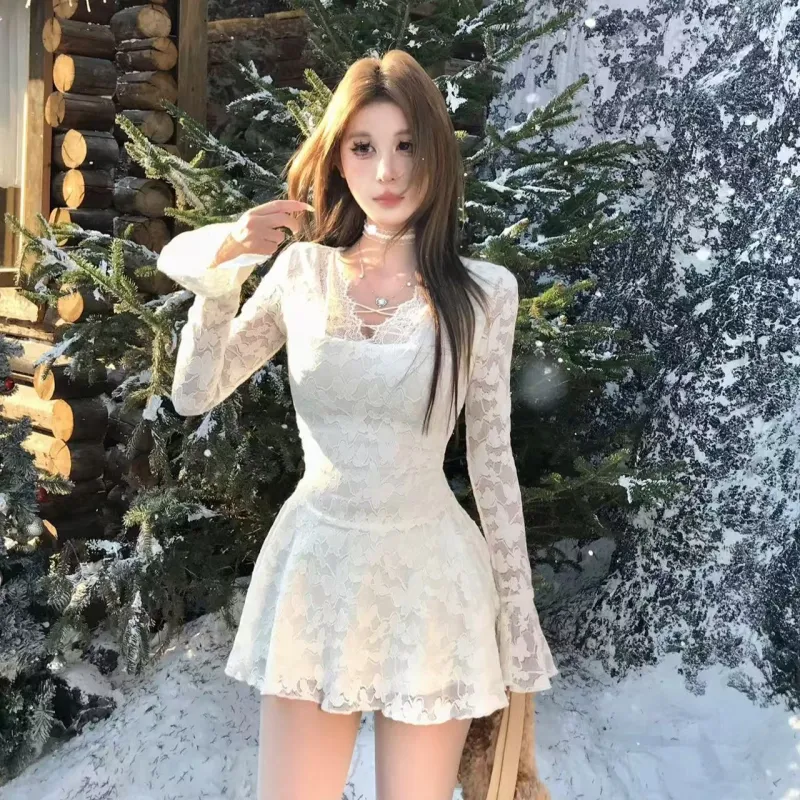 POPO.INFO Long Sleeved Dress Women's Ecru-2