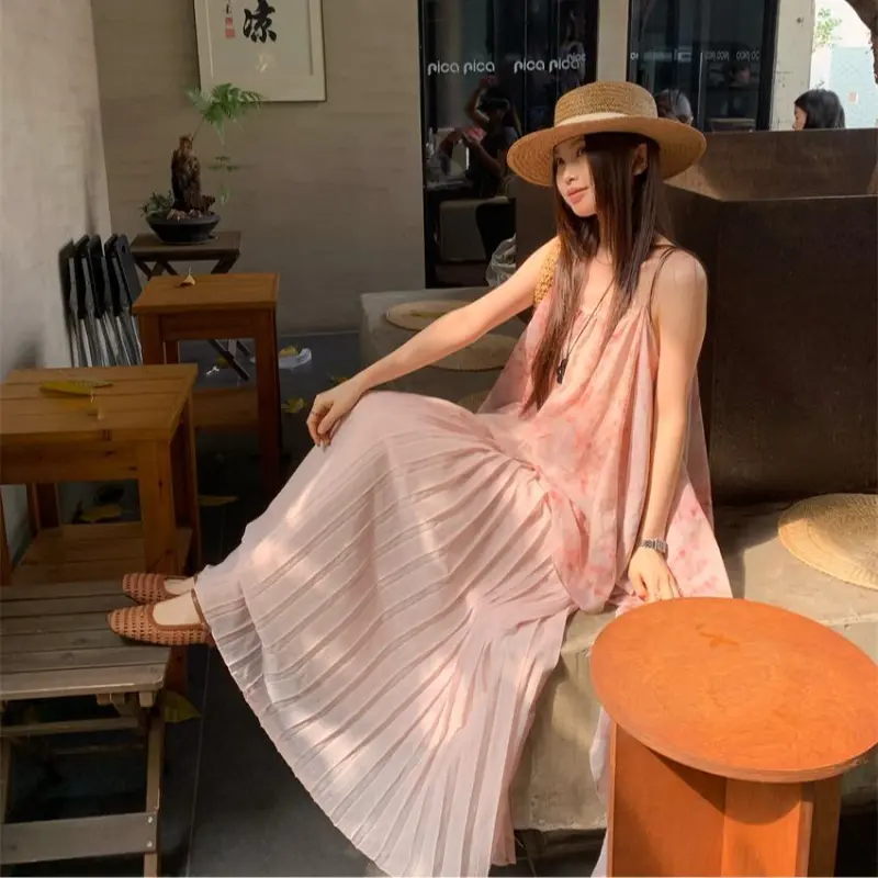 POPO.INFO Sleeveless Dress Women's Pink-4
