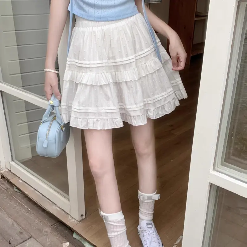 POPO.INFO Casual Short Skirts Women's White-3
