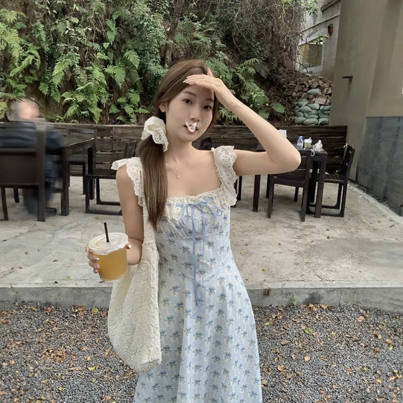 POPO.INFO Slip Dresses Women's Blue-6