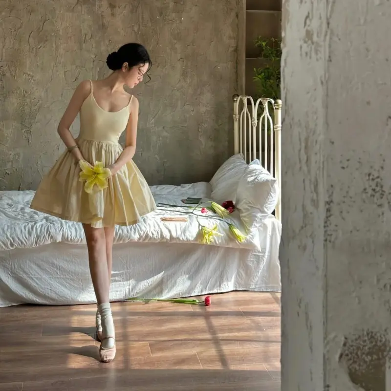 POPO.INFO Slip Dresses Women's Yellow-2
