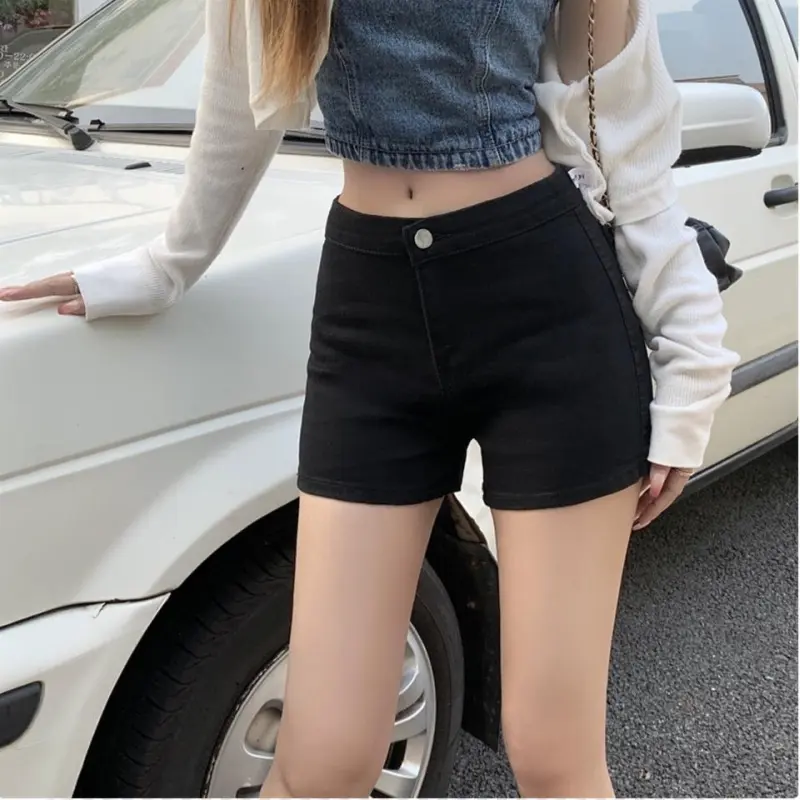 POPO.INFO Denim Shorts Women's Black-4