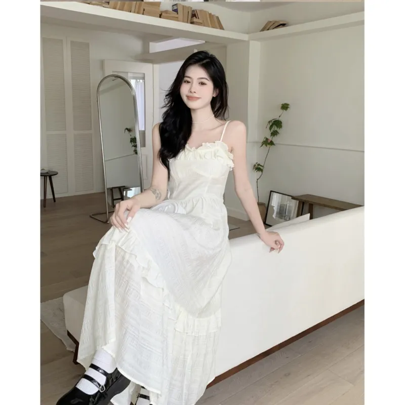 POPO.INFO Slip Dresses Women's White-2