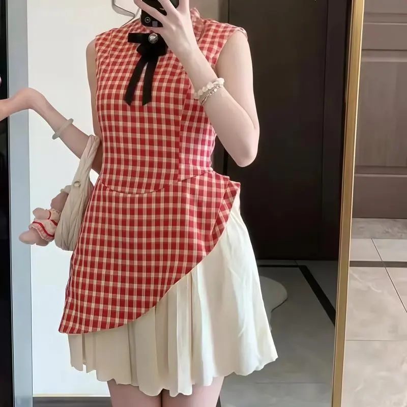 POPO.INFO Sleeveless Dress Women's Strawberry Red-4