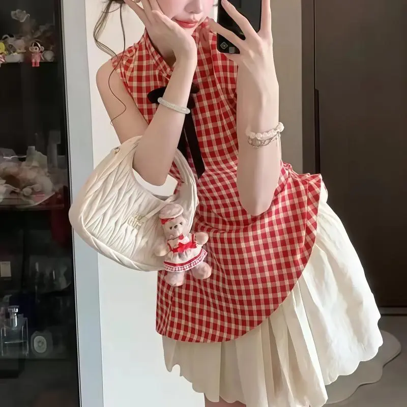 POPO.INFO Sleeveless Dress Women's Strawberry Red-2