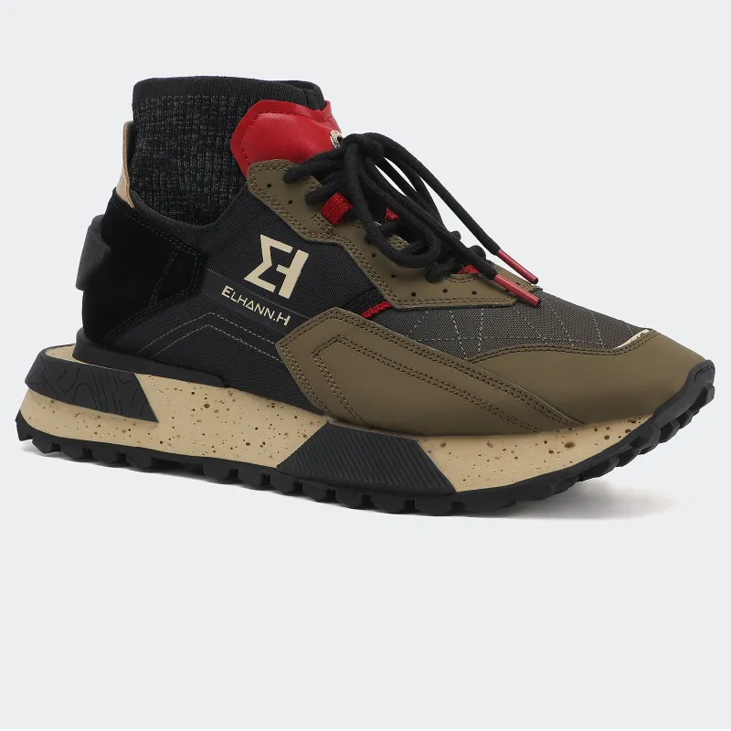 ELHANN.H High Top Casual Shoes Men's Khaki-1