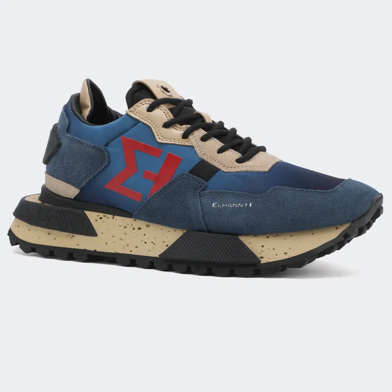 ELHANN.H Abrasion Resistant Low Top Casual Shoes Men's Blue-3
