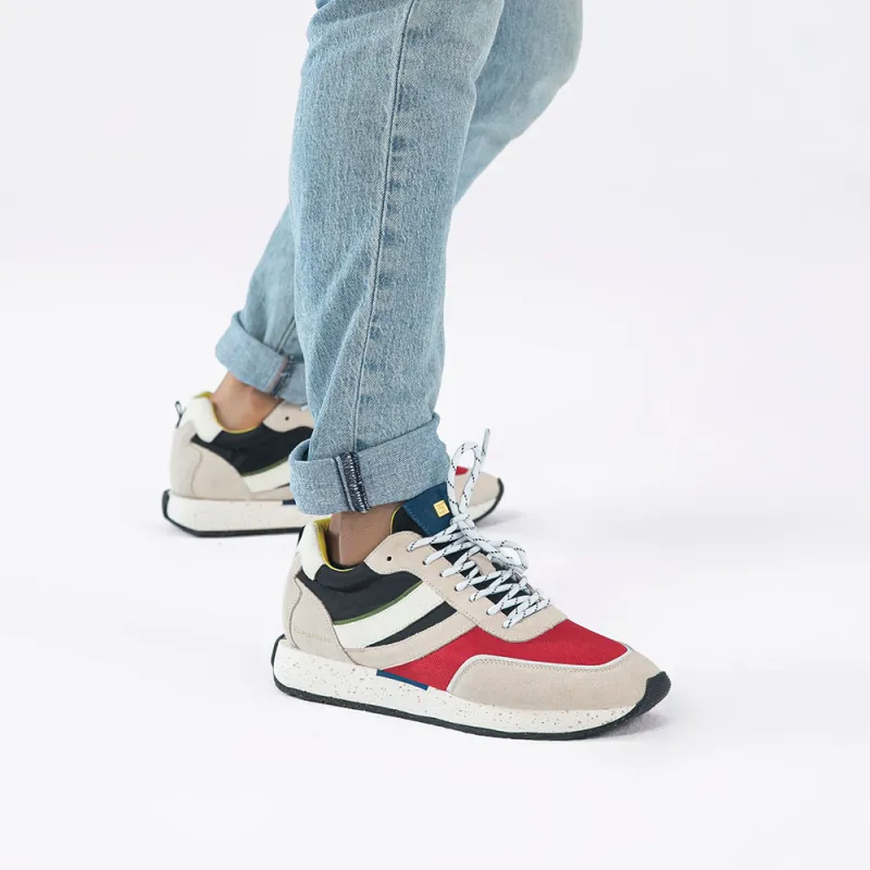 ELHANN.H Cushioning Abrasion Resistant Breathable Slip Resistant Low Top Casual Shoes Men's Red White Black-5