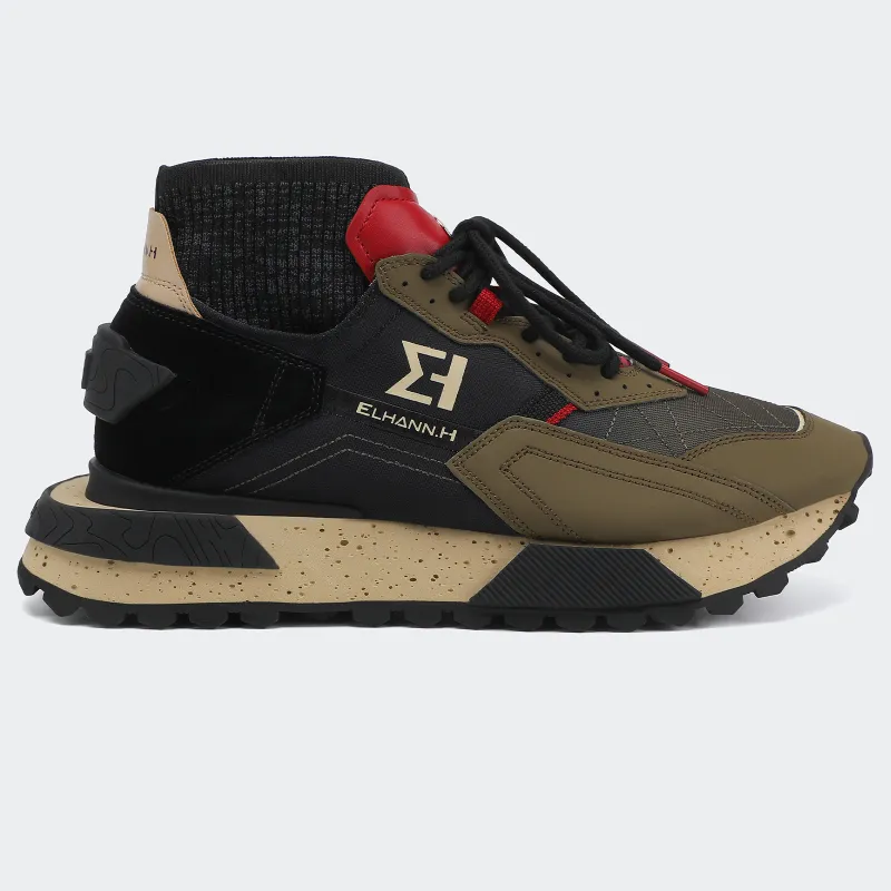 ELHANN.H High Top Casual Shoes Men's Khaki-2
