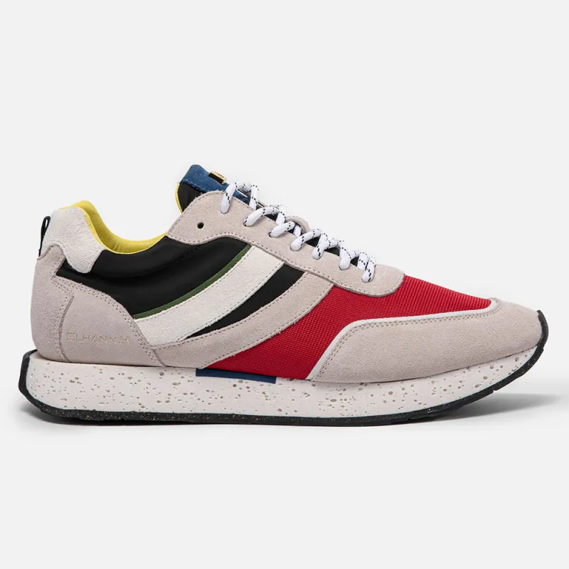 ELHANN.H Cushioning Abrasion Resistant Breathable Slip Resistant Low Top Casual Shoes Men's Red White Black-1