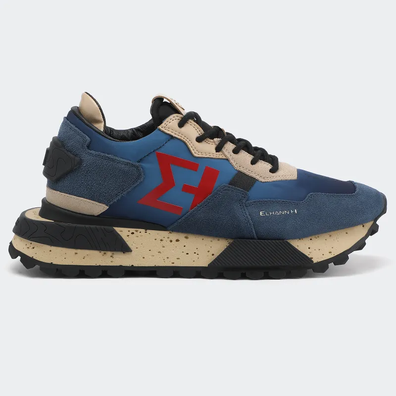 ELHANN.H Abrasion Resistant Low Top Casual Shoes Men's Blue-2