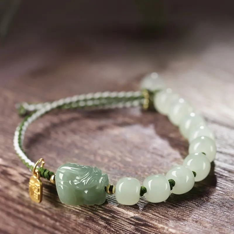 Full House Hetian Jade Hetian Jade Bracelets Unisex Pale Greenish White Jade-3
