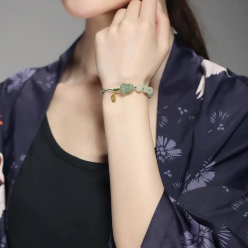 Full House Hetian Jade Hetian Jade Bracelets Unisex Pale Greenish White Jade-4