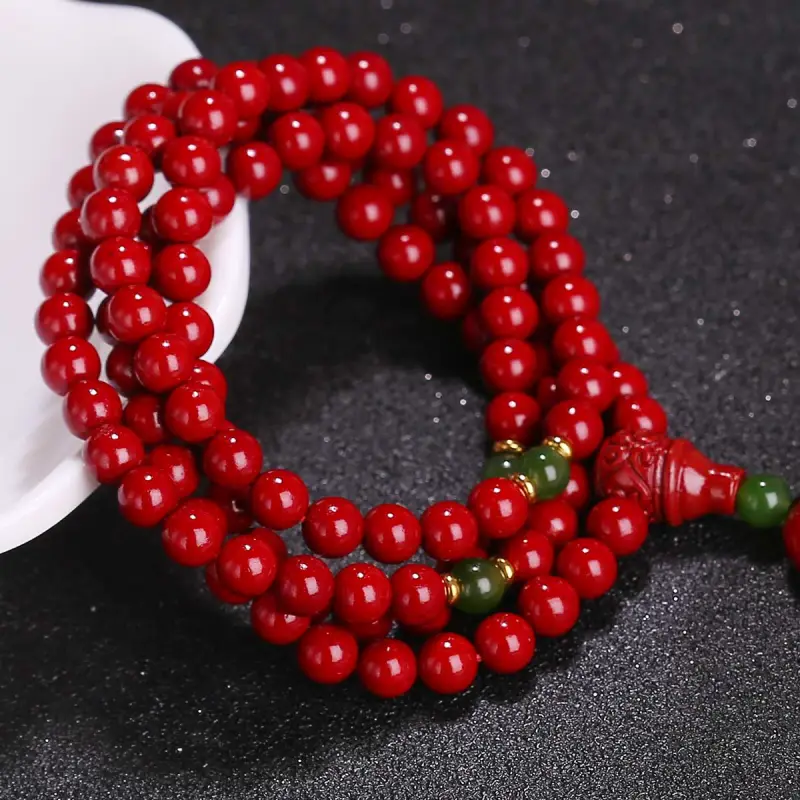 Full House Reconstructed Cinnabar Jade Bracelets Unisex-4