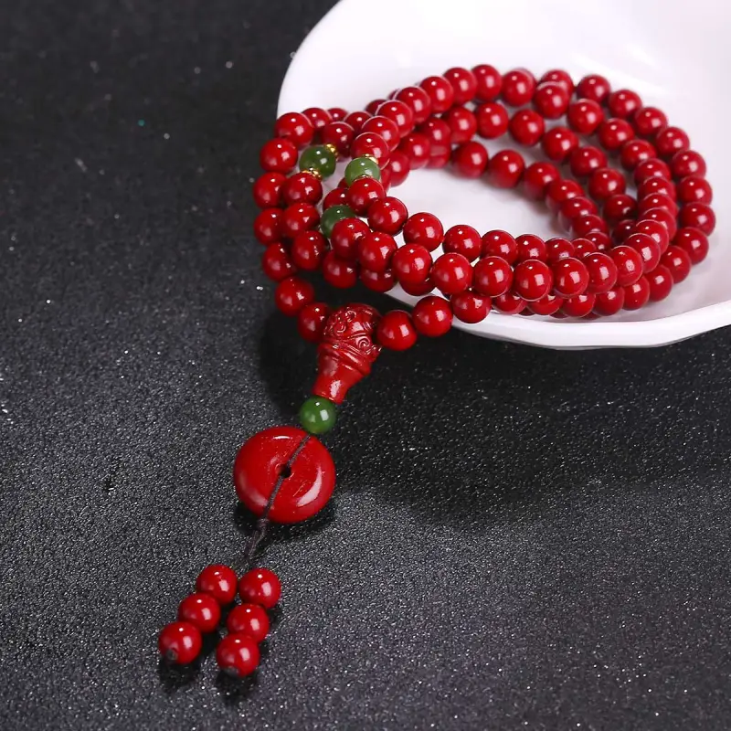 Full House Reconstructed Cinnabar Jade Bracelets Unisex-6