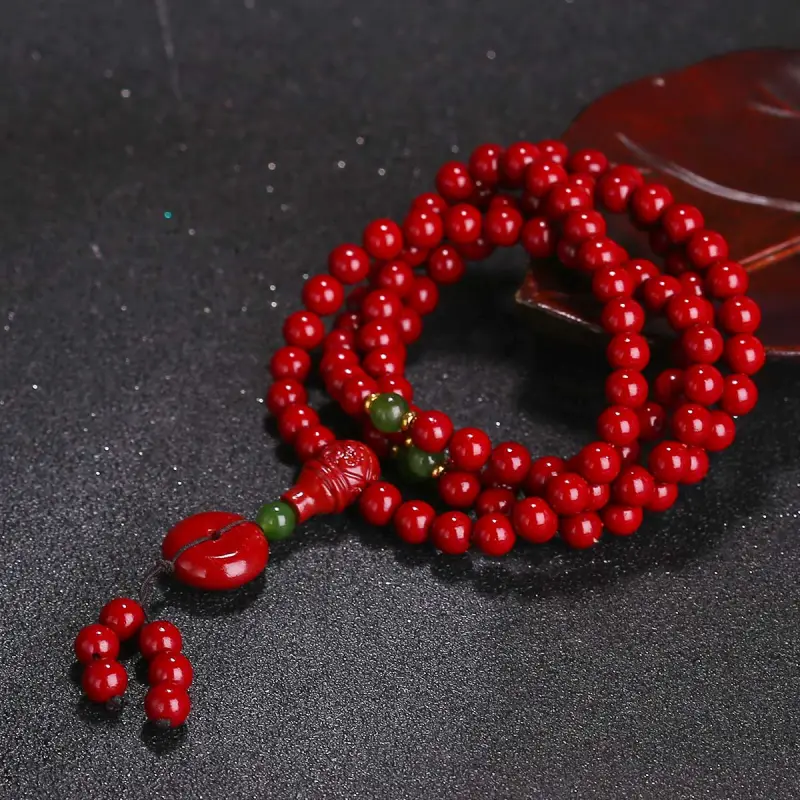 Full House Reconstructed Cinnabar Jade Bracelets Unisex-7