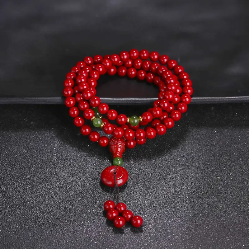 Full House Reconstructed Cinnabar Jade Bracelets Unisex-8