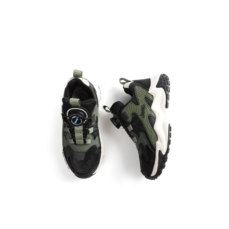 Jeep Slip Resistant Anti Kick Wear Resistant Breathable Low Top Kids Lifestyle Shoes Black Green Kids'-1