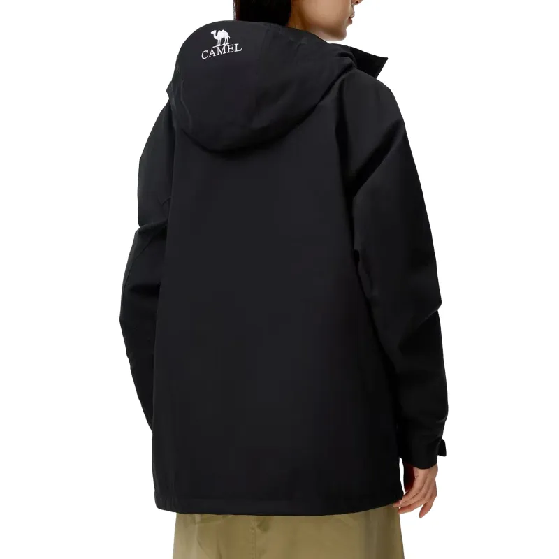 CAMEL All weather Waterproof And Windproof To Keep Warm Windbreaker Jacket Unisex Black-5