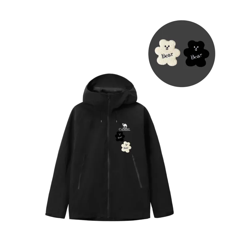 CAMEL All weather Waterproof And Windproof To Keep Warm Windbreaker Jacket Unisex Black-2