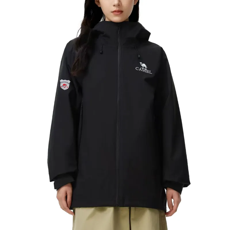 CAMEL All weather Waterproof And Windproof To Keep Warm Windbreaker Jacket Unisex Black-3
