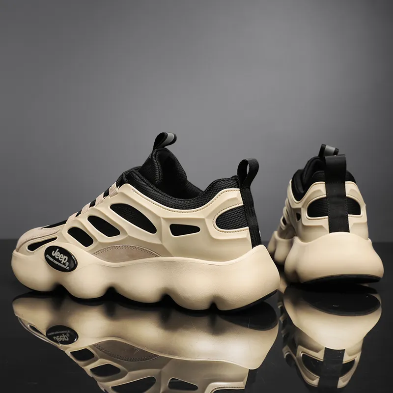 Jeep Shock Absorbing, Non Slip, Wear Resistant, Breathable And Lightweight Low Top Outdoor Shoes Men's Beige-5