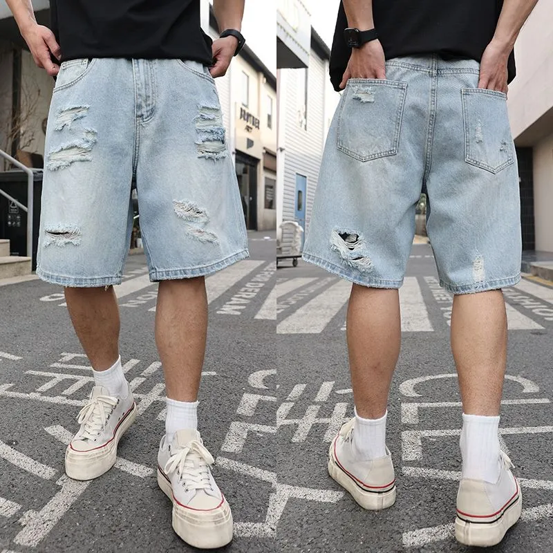 SONGS ALONG Denim Shorts Unisex Light Blue-2