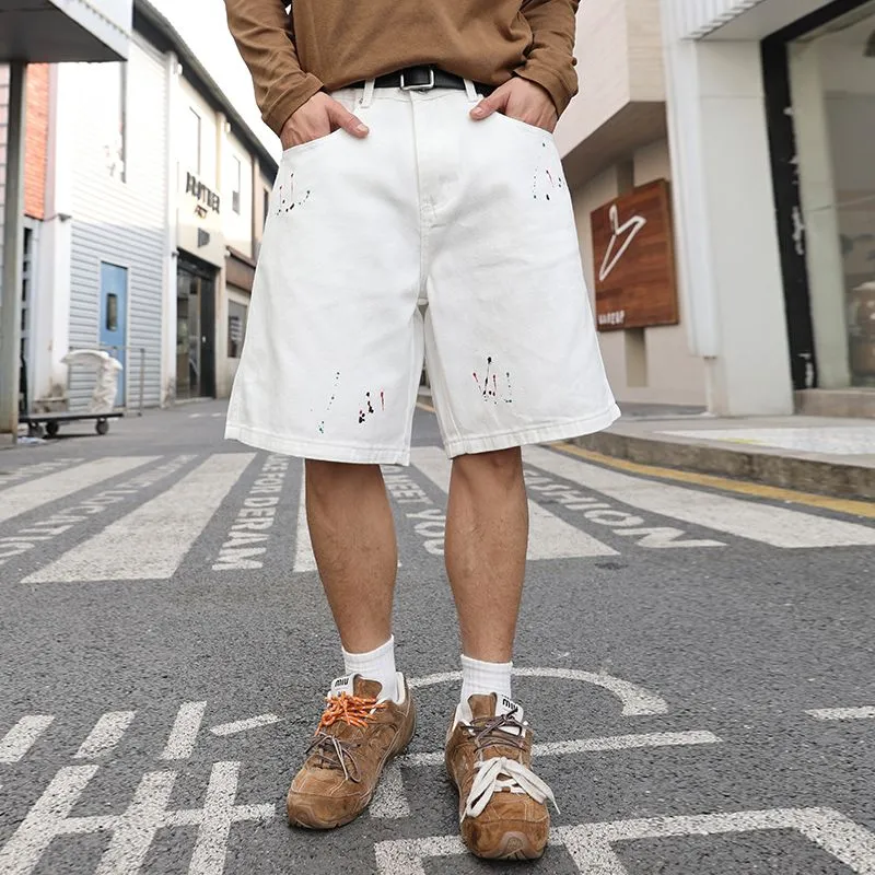 SONGS ALONG Denim Shorts Unisex White-3