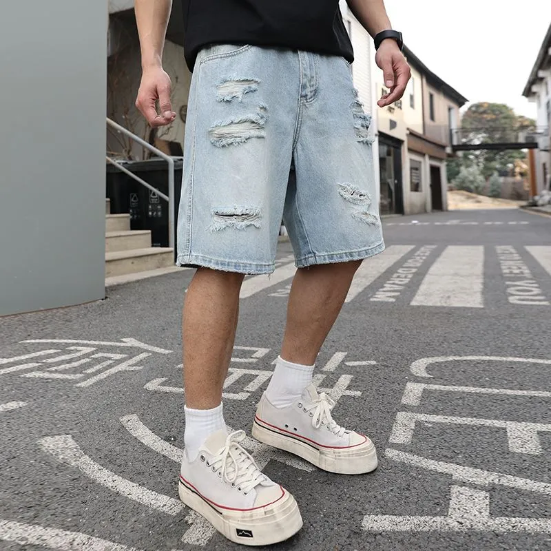 SONGS ALONG Denim Shorts Unisex Light Blue-6