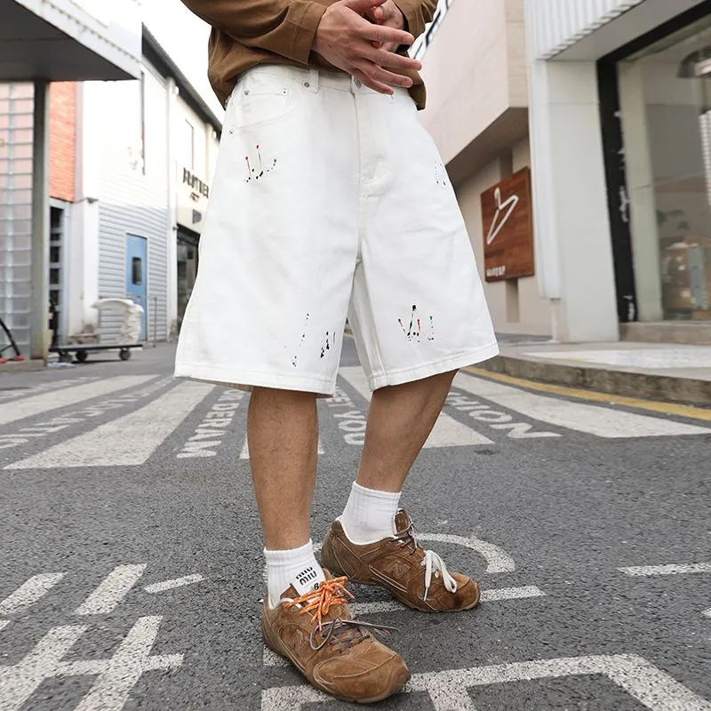 SONGS ALONG Denim Shorts Unisex White-5