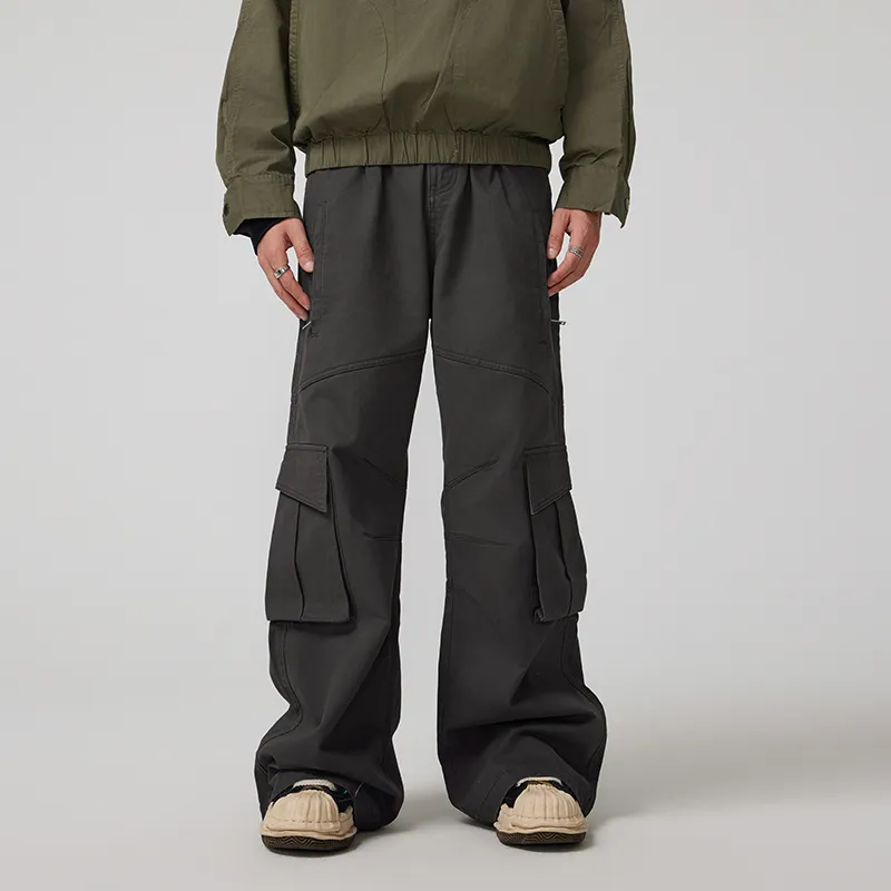 SONGS ALONG Cargo Pants Unisex Gray-1