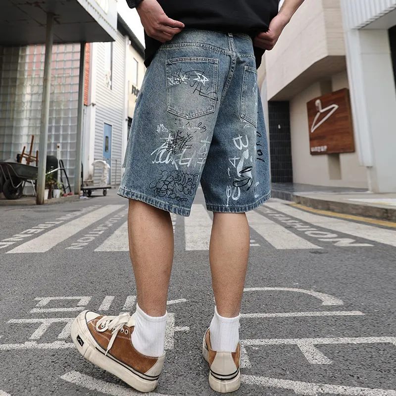 SONGS ALONG Denim Shorts Unisex Nostalgic Blue-5