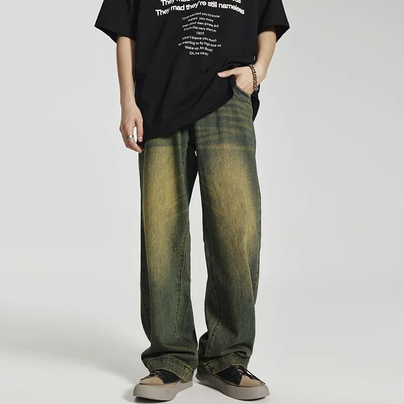 SONGS ALONG Jeans Unisex Yellow Mud Green-2