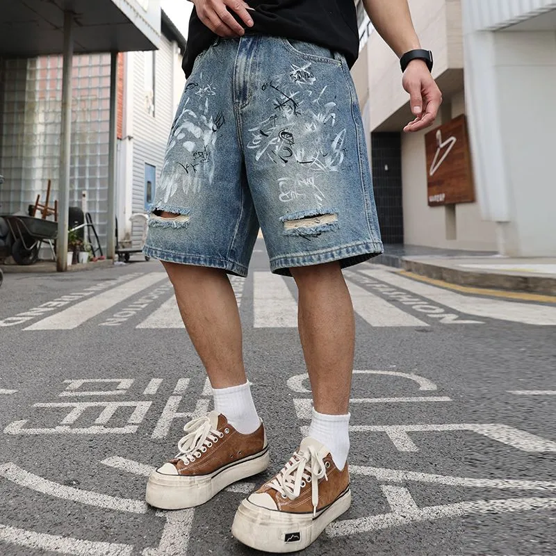 SONGS ALONG Denim Shorts Unisex Nostalgic Blue-4