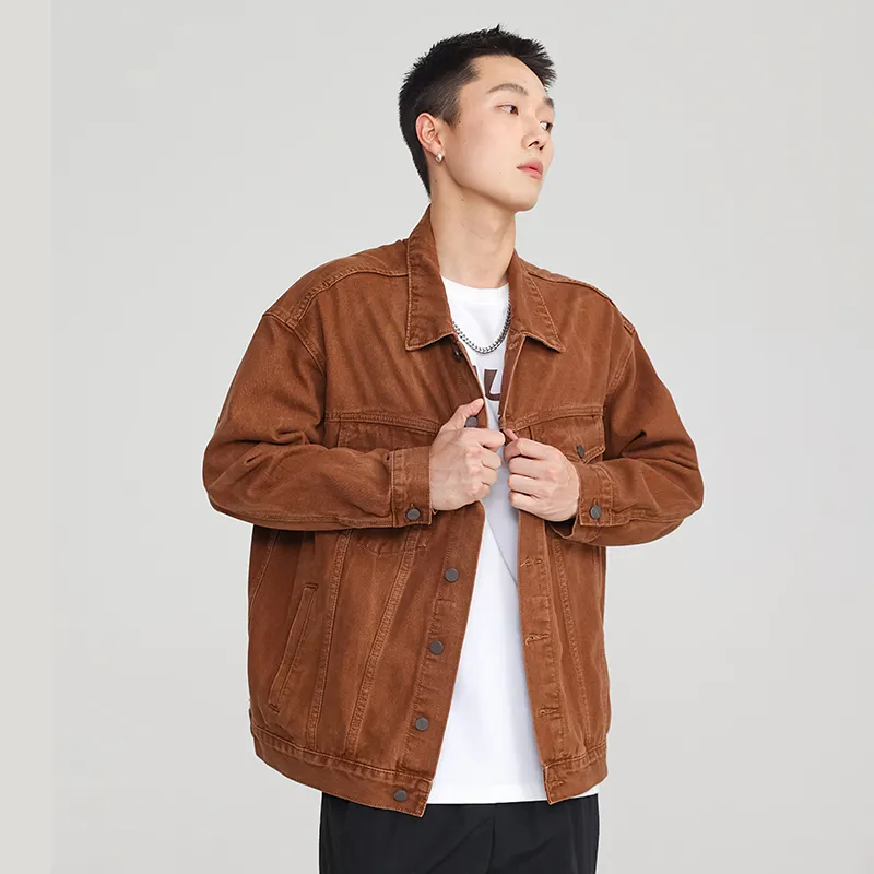 SONGS ALONG Denim Jacket Unisex Coffee-4