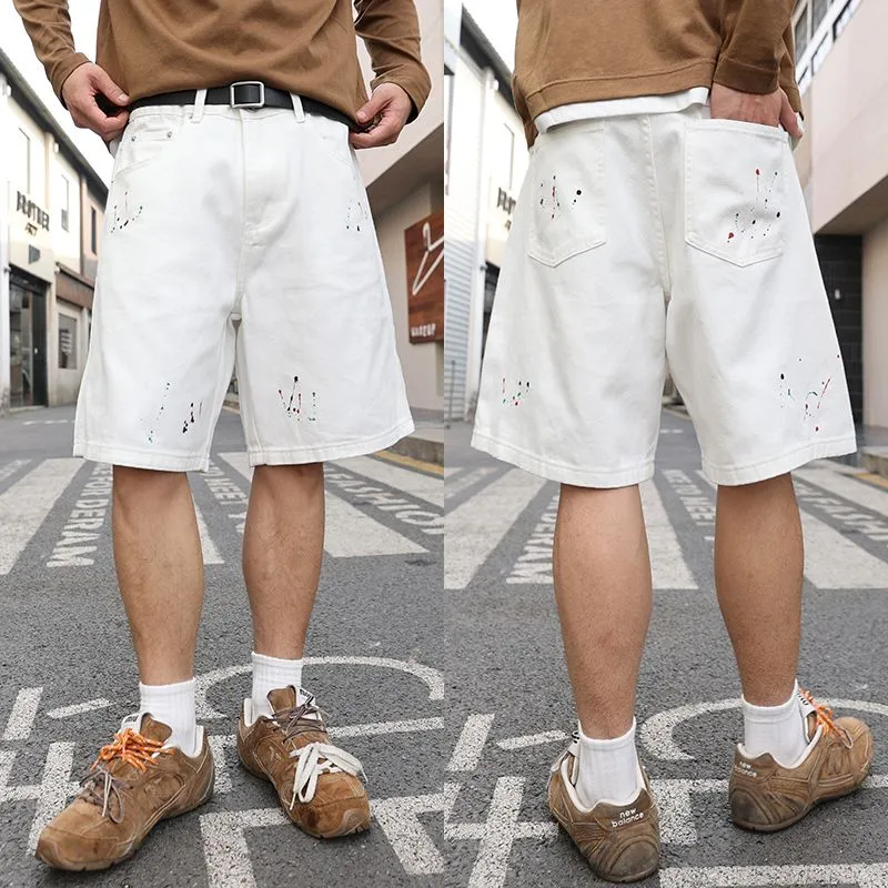 SONGS ALONG Denim Shorts Unisex White-2