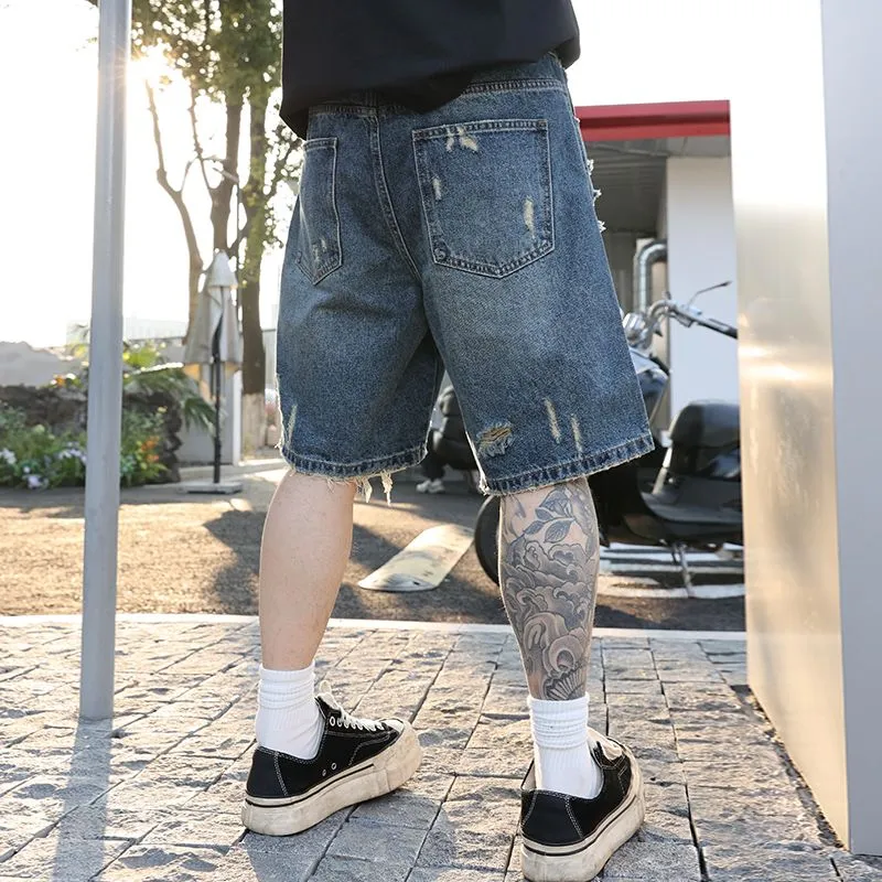 SONGS ALONG Denim Shorts Unisex Blue-5