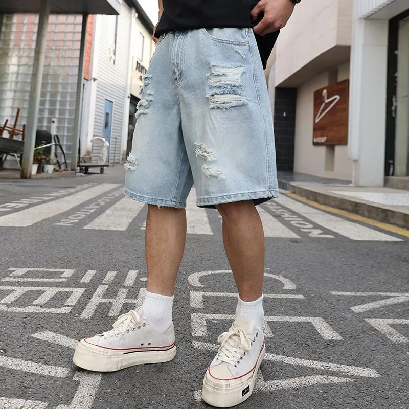 SONGS ALONG Denim Shorts Unisex Light Blue-5