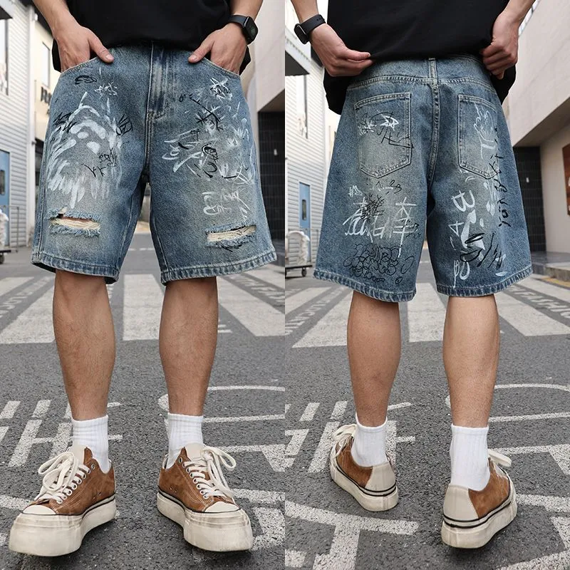 SONGS ALONG Denim Shorts Unisex Nostalgic Blue-2