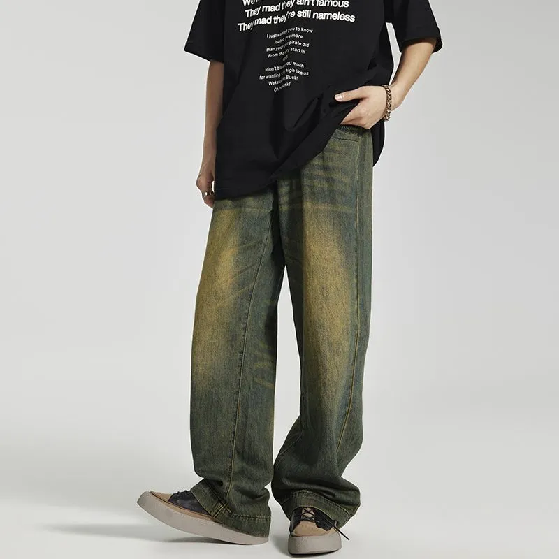 SONGS ALONG Jeans Unisex Yellow Mud Green-3