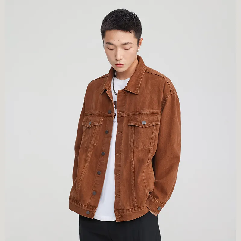 SONGS ALONG Denim Jacket Unisex Coffee-3